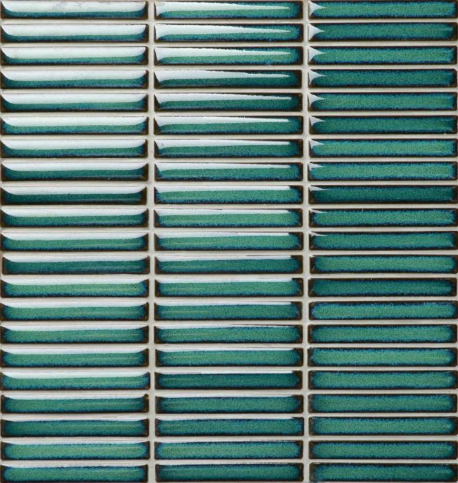Stacked Finger Mosaic Moss Green Gloss