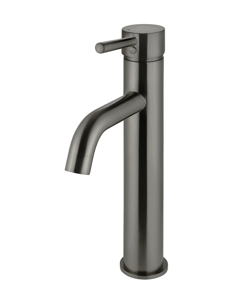 Round Tall Curved Basin Mixer - Shadow Gunmetal