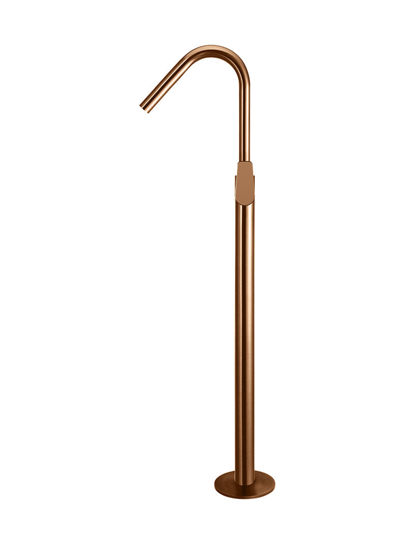 Round Paddle Freestanding Bath Spout and Hand Shower - Lustre Bronze