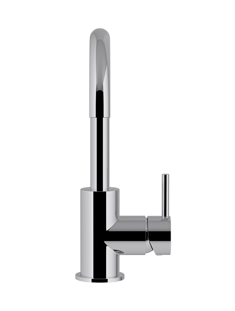 Round Gooseneck Basin Mixer with Cold Start - Polished Chrome