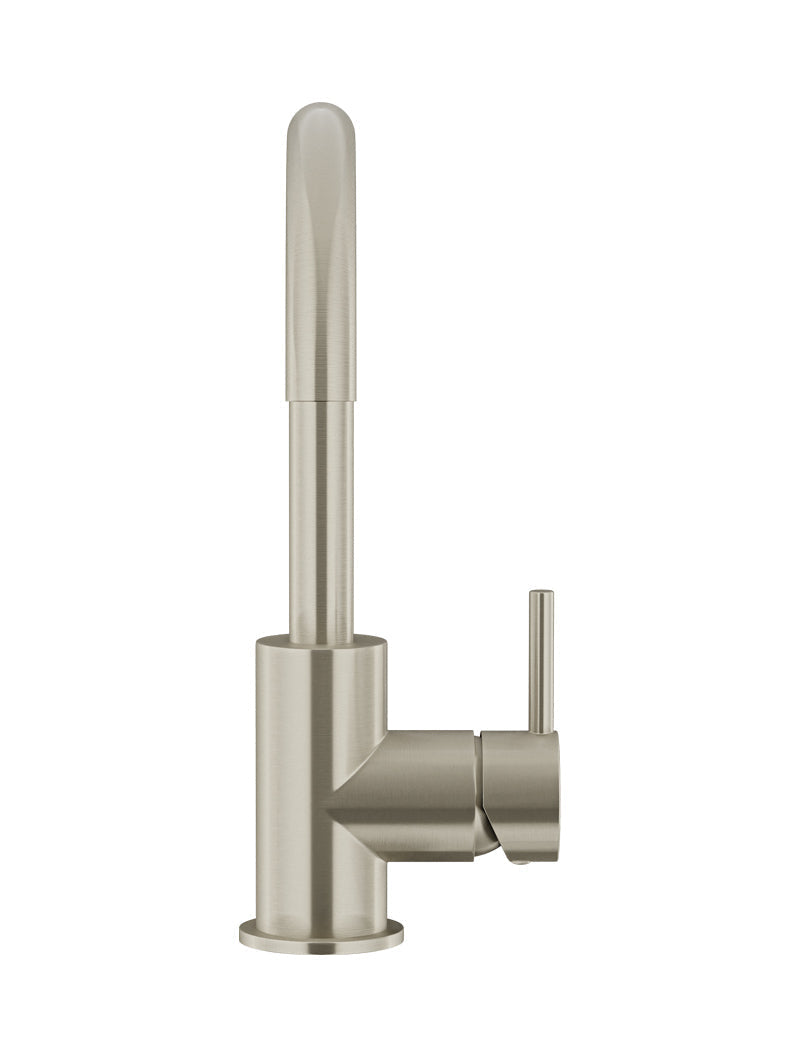 Round Gooseneck Basin Mixer with Cold Start - PVD Brushed Nickel