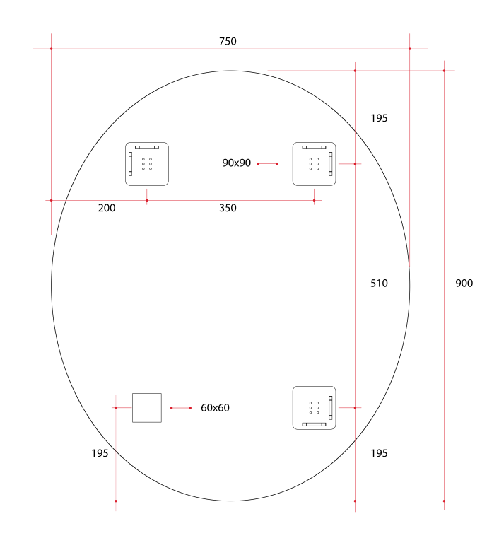 Cody Polished Edge Oval Mirror - 900x750mm with Hangers and Demister