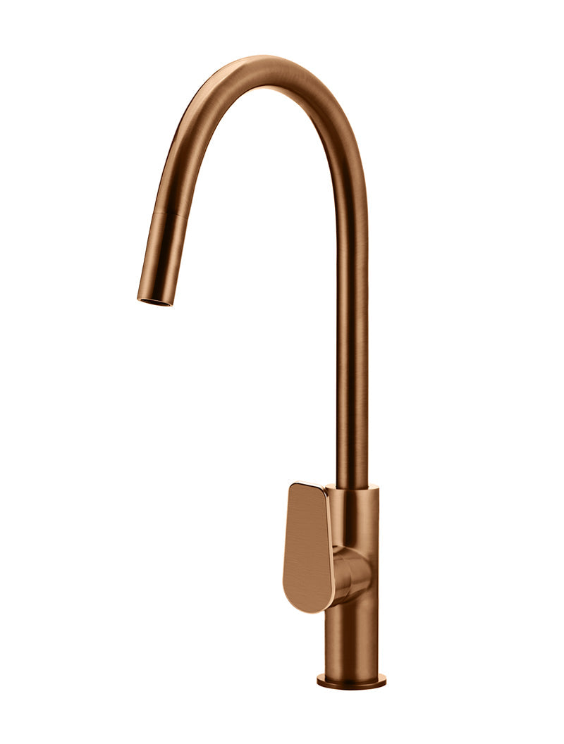 Round Paddle Piccola Pull Out Kitchen Mixer Tap - Lustre Bronze