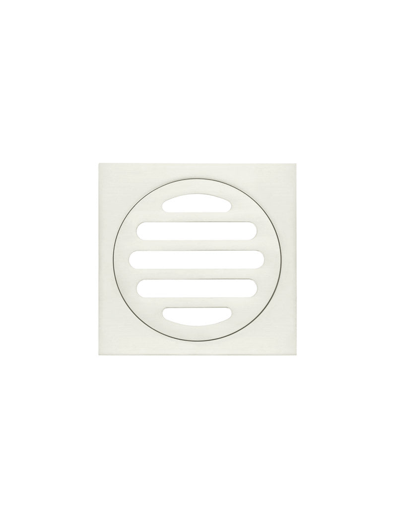 Square Floor Grate Shower Drain 80mm outlet - PVD Brushed Nickel