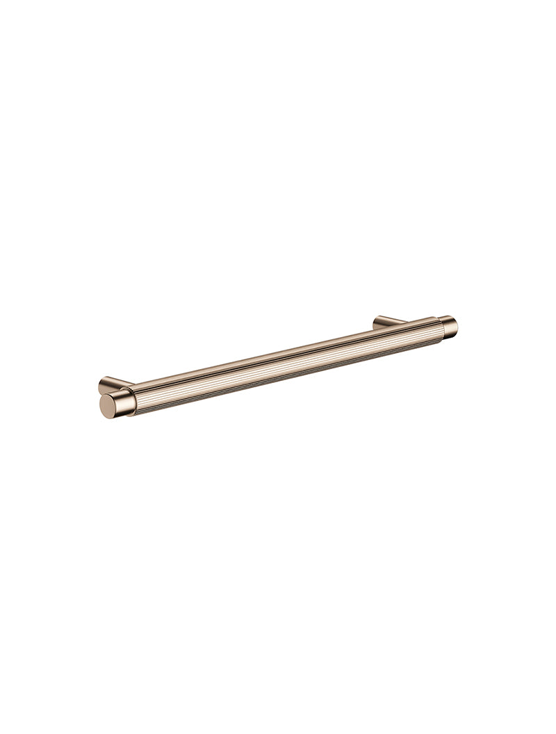 Öppen Round Pull 200mm Cabinet Handle (Linear Knurled) - PVD Champagne