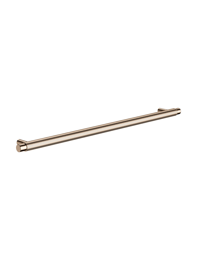 Öppen Round Pull 328mm Cabinet Handle (Linear Knurled) - PVD Champagne