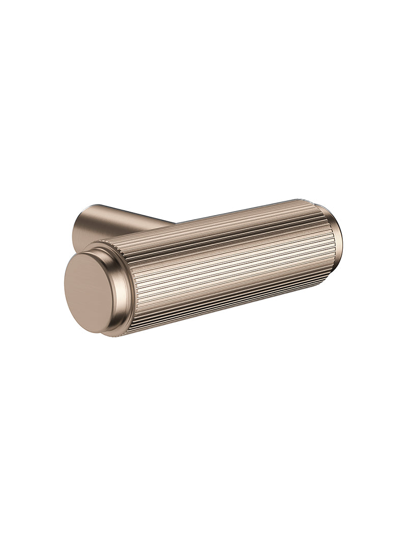 Öppen T-Pull Cabinet Handle (Linear Knurled) - PVD Champagne