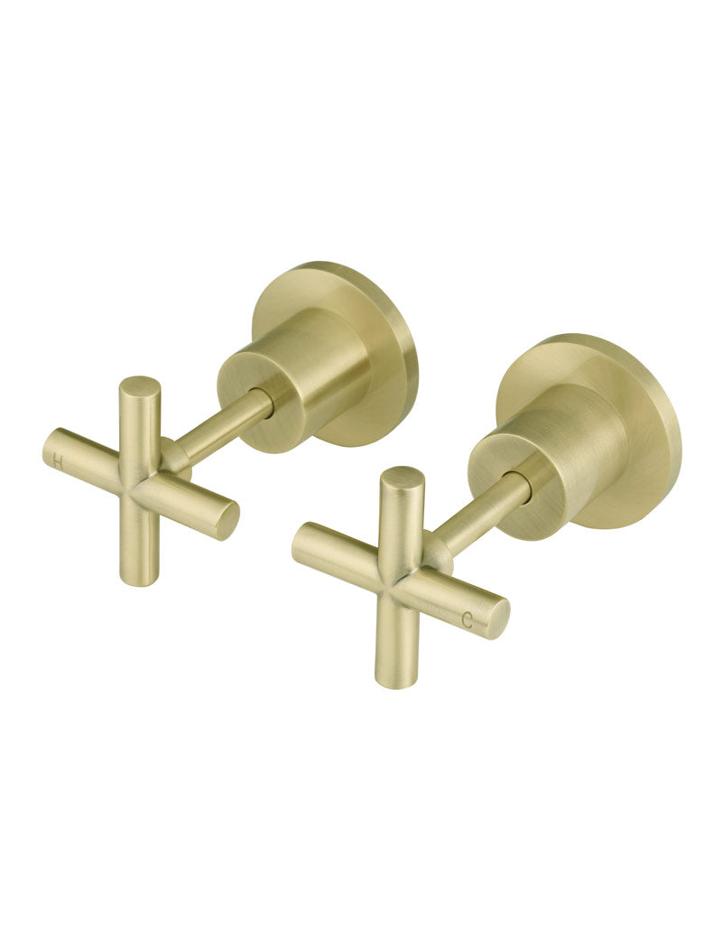 Round Cross Handle Jumper Valve Wall Top Assemblies - PVD Tiger Bronze