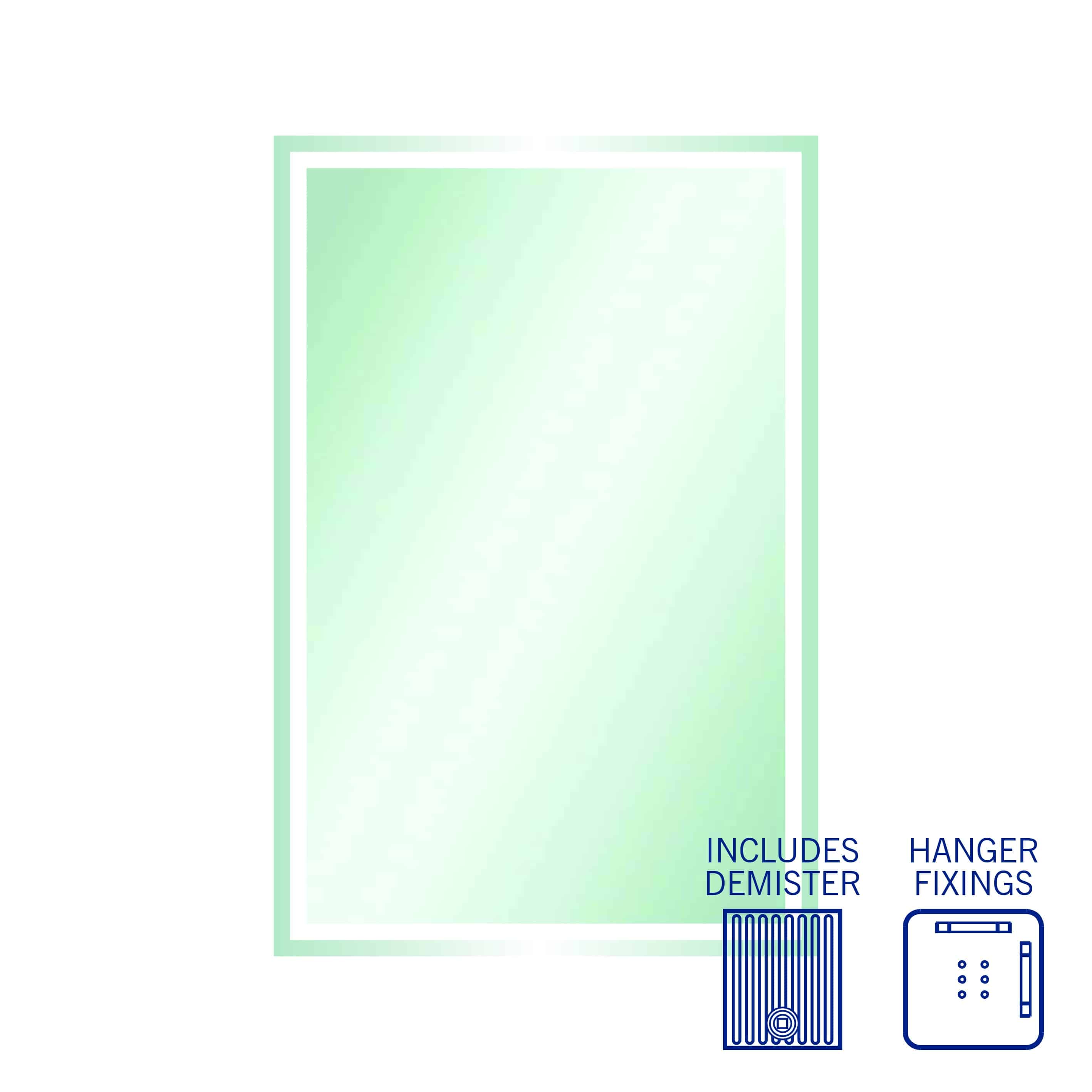 Sierra Rectangle Polished Edge Mirror With Sandblasted Border - 1200X800Mm With Hangers And Demister