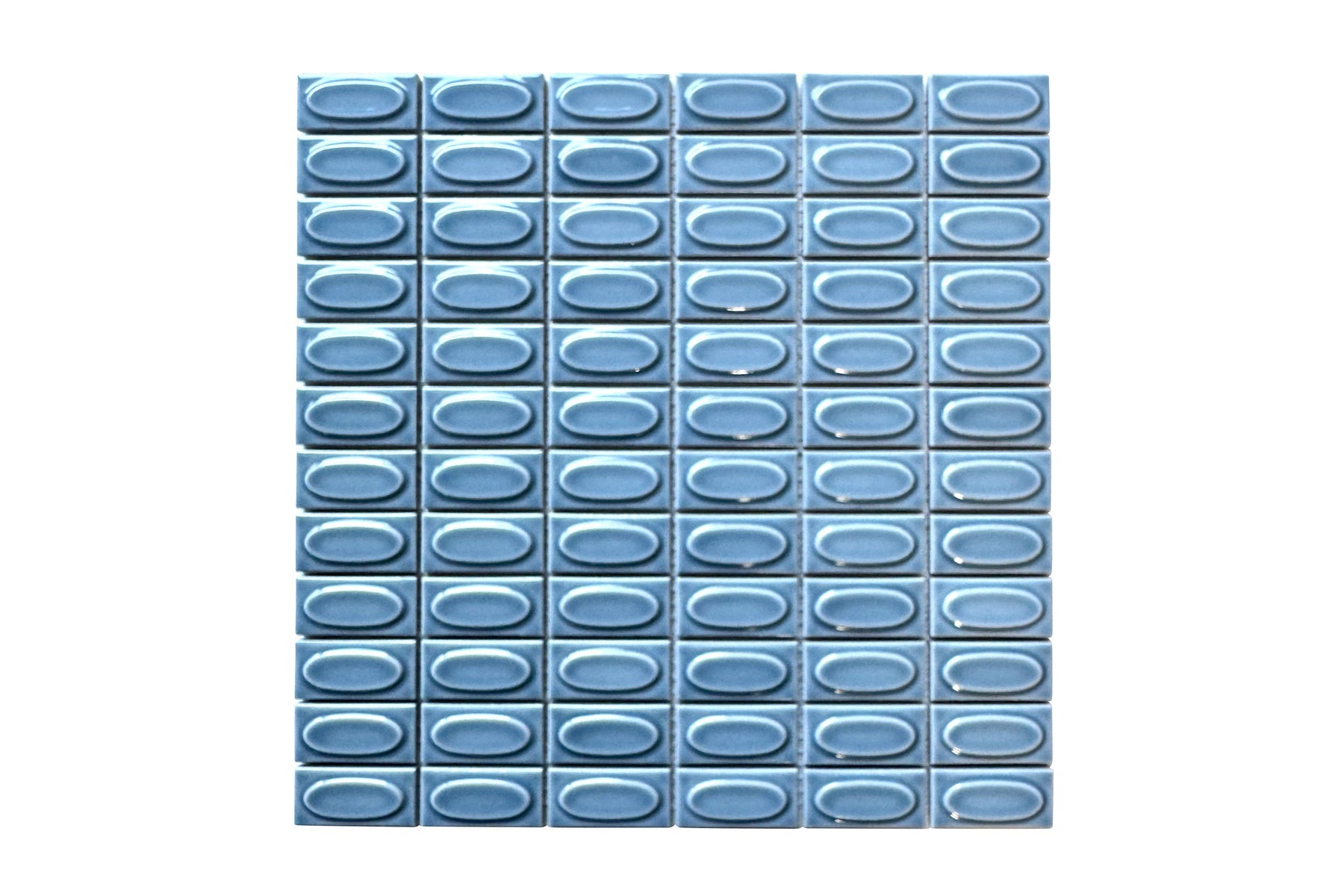 ORNAMENTAL OVAL BLUE GLOSS MOSAIC