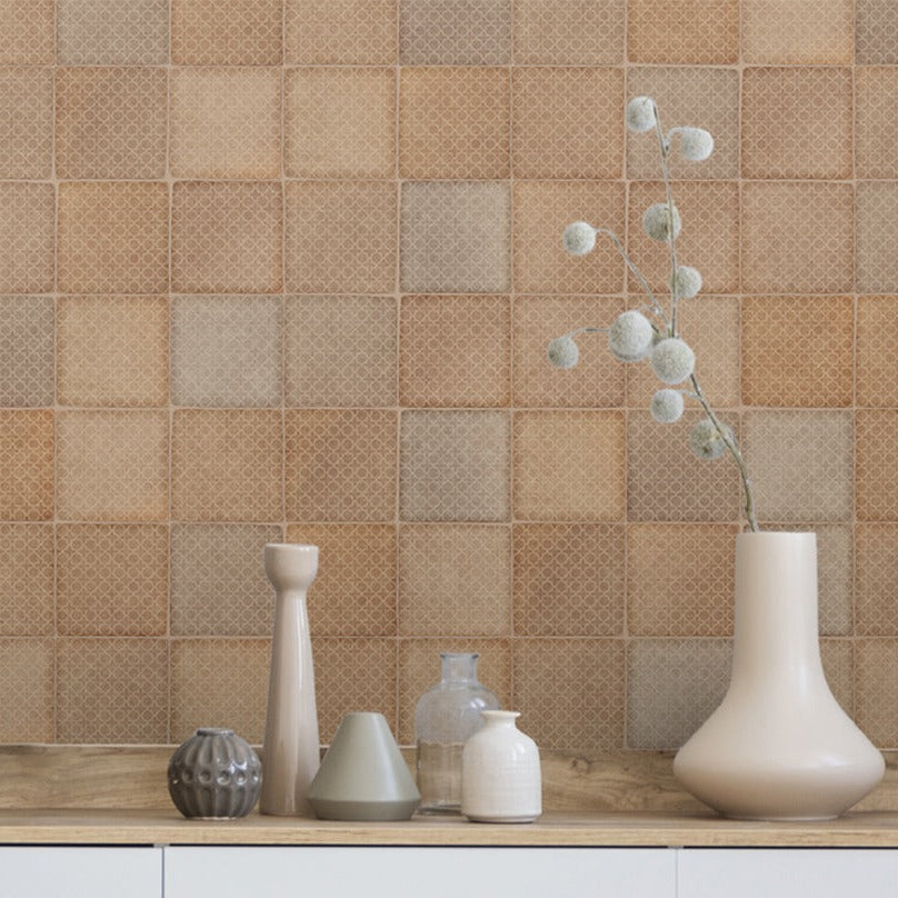 Silhouette Incise Patterned Concrete Decorative Tile