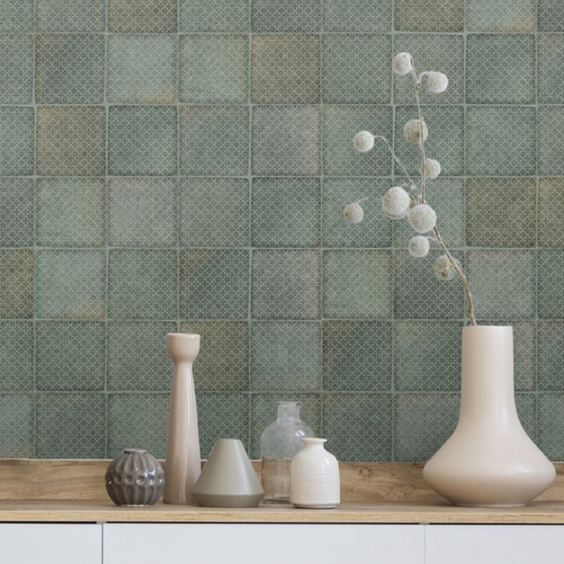 Silhouette Incise Patterned Concrete Decorative Tile