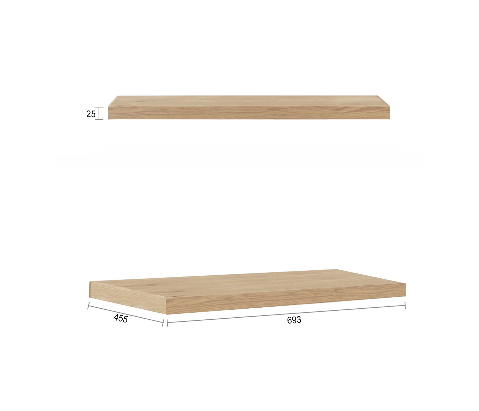 697X452x25 Natural Oak Panel for leg