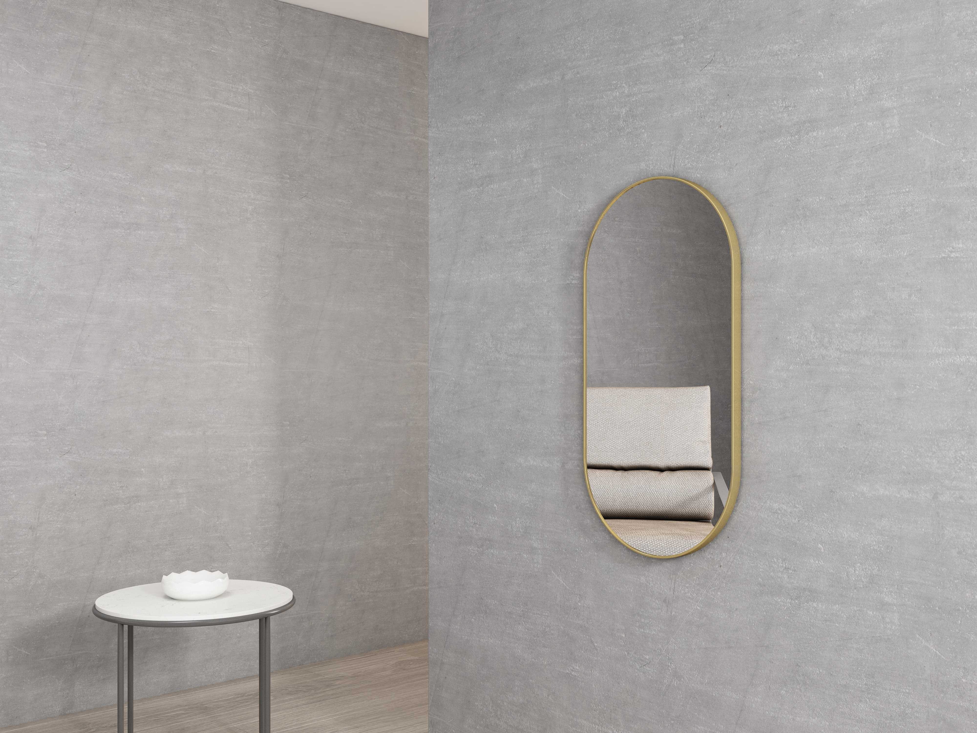 Noosa Oval Brushed Gold Metal Frame Mirror 900x450