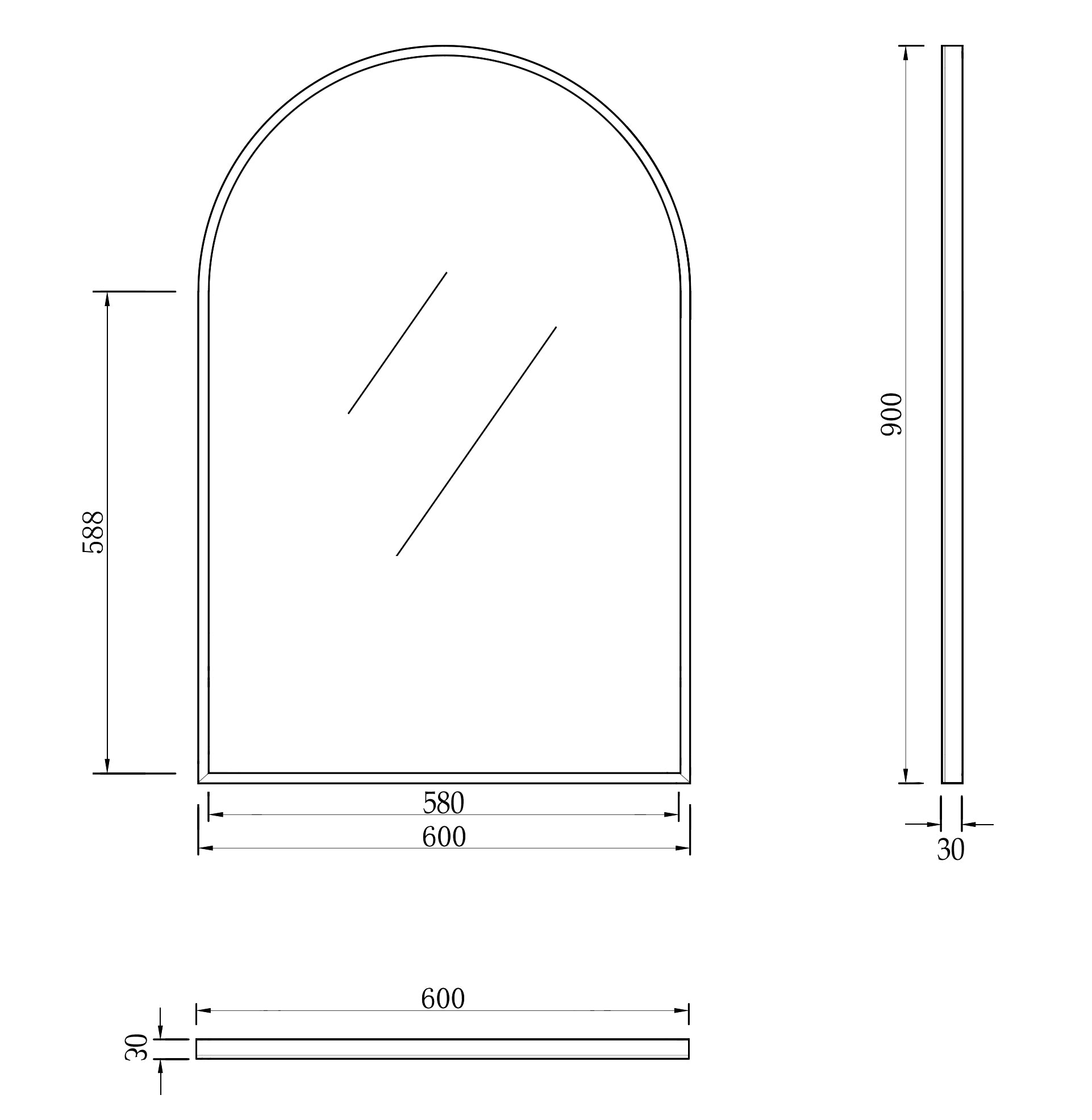 Metal Framed Archie Mirror 900x600 Brushed Gold