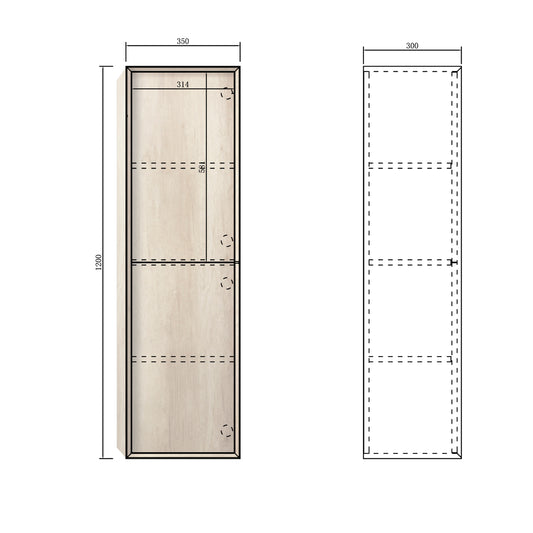 Byron Tall Boy 350x300x1200mm Natural Oak