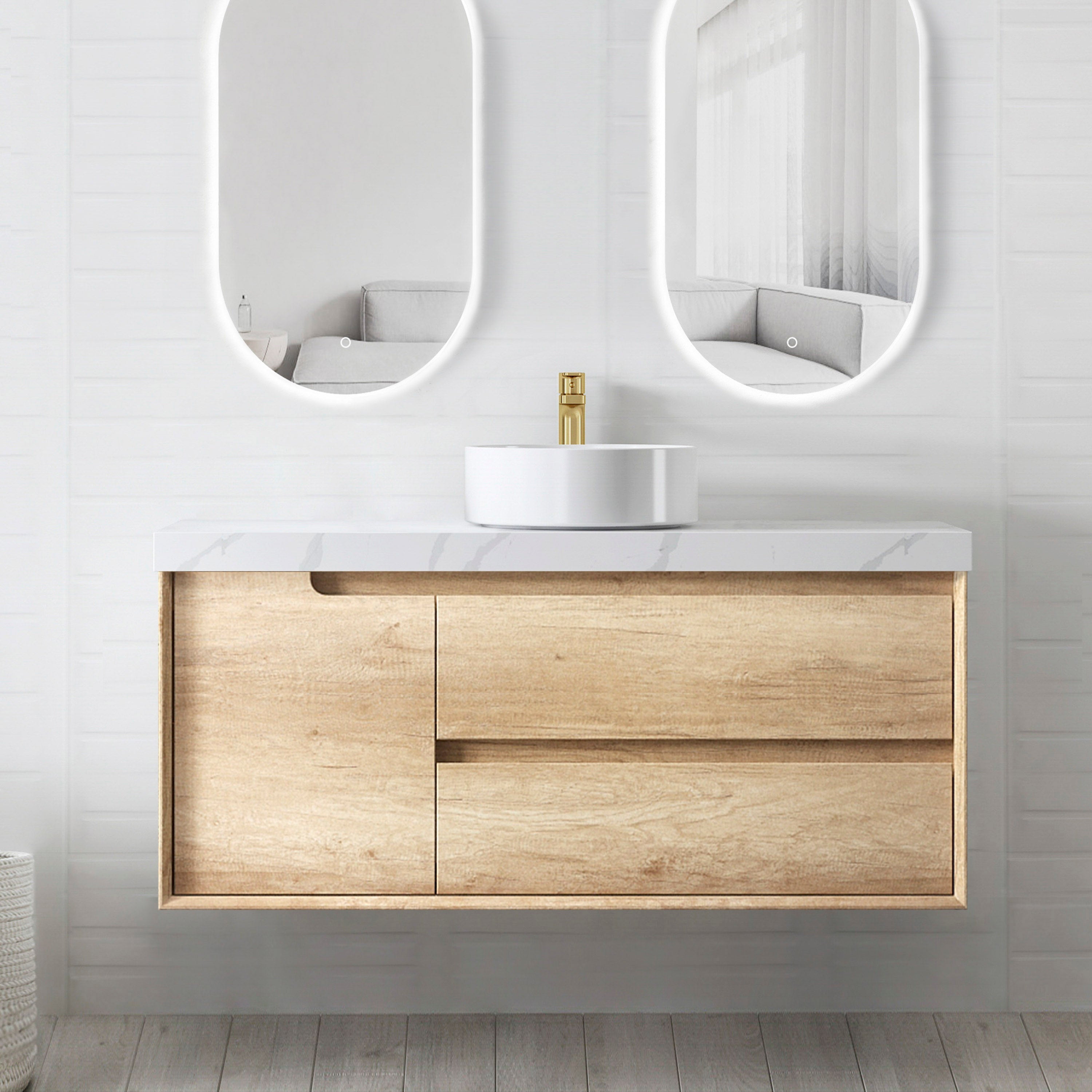 Byron 1200mm Natural Oak Wall Hung Cabinet Only