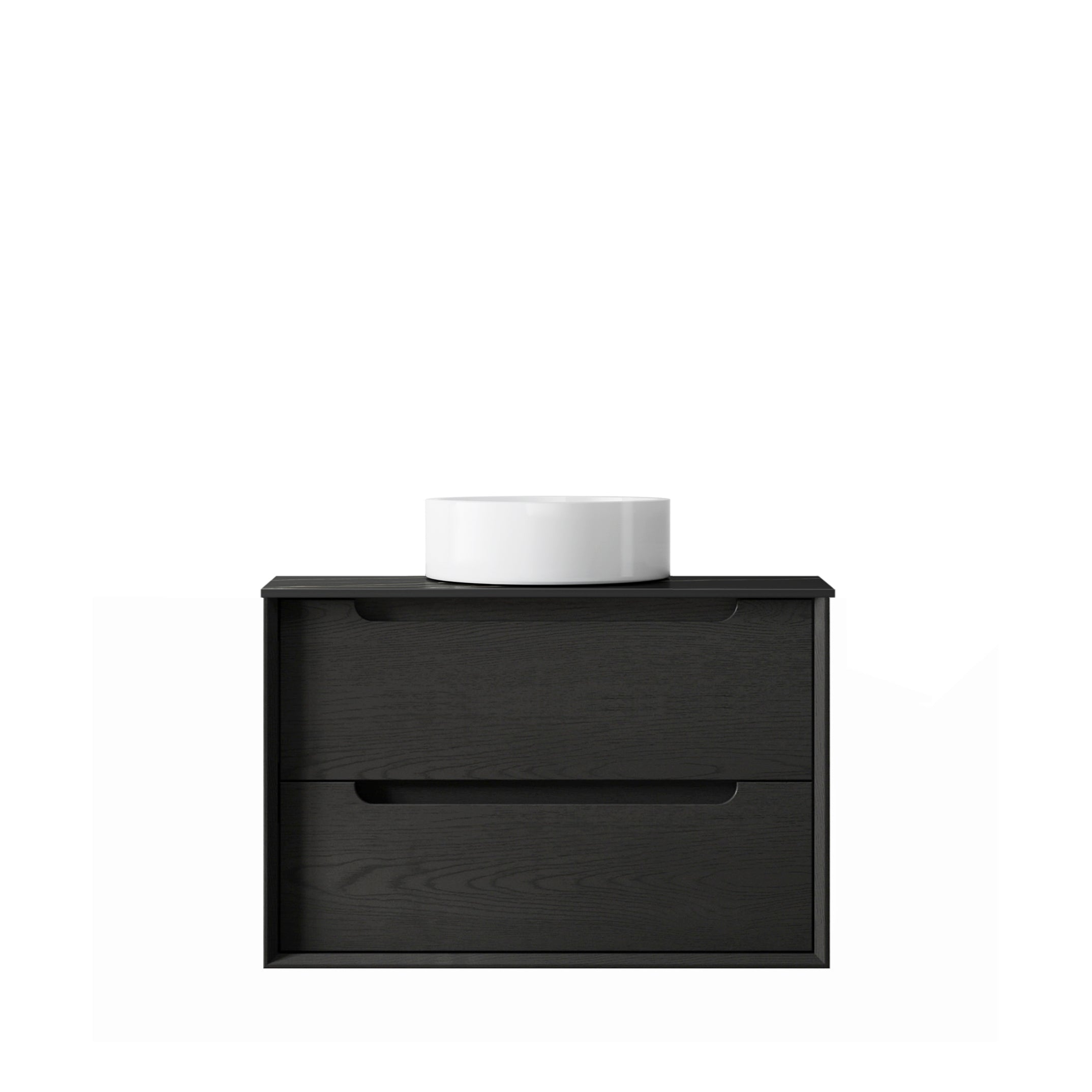 Byron 750mm Black Oak Wall Hung Vanity with Empire Black Top NTH