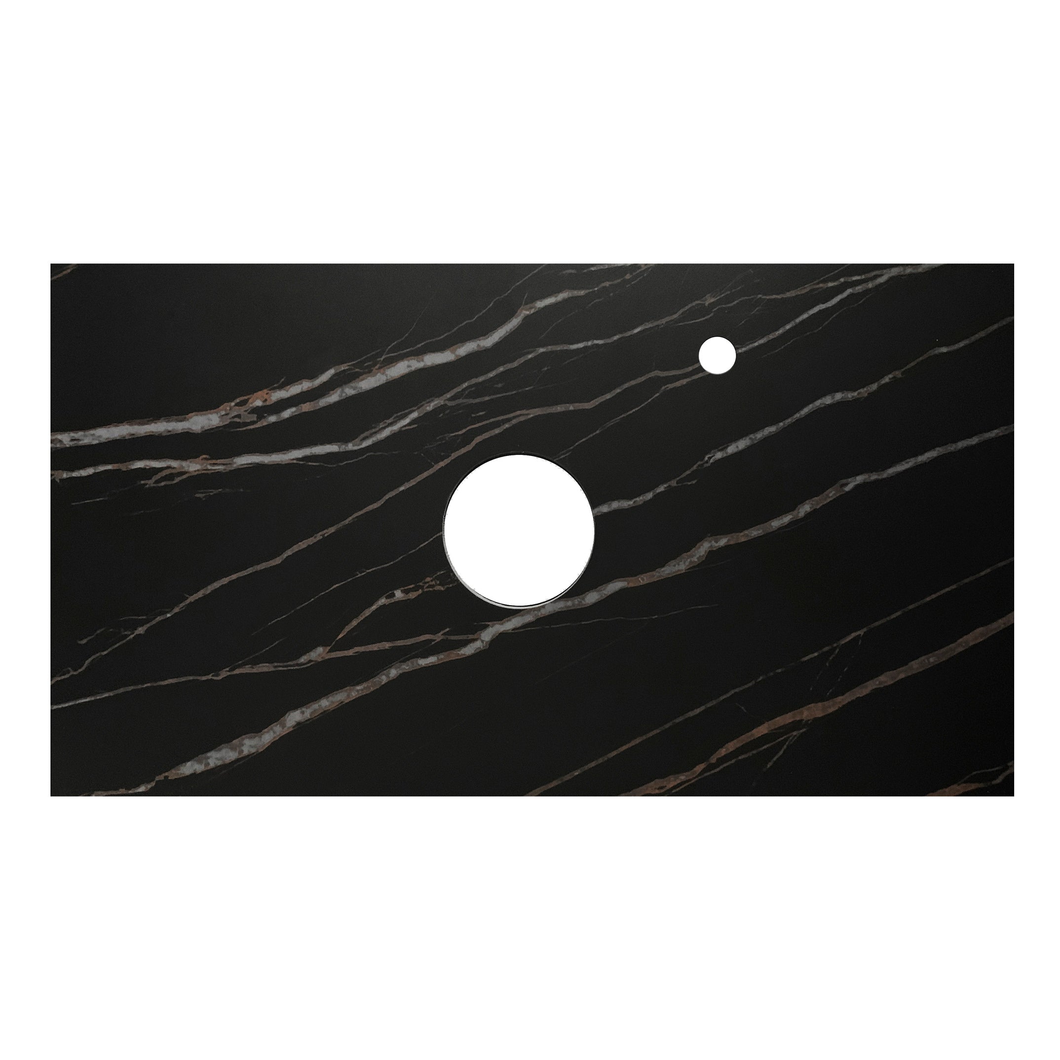 Marlo 600mm Matte Black Wall Hung Vanity with Empire Black Top 2TH