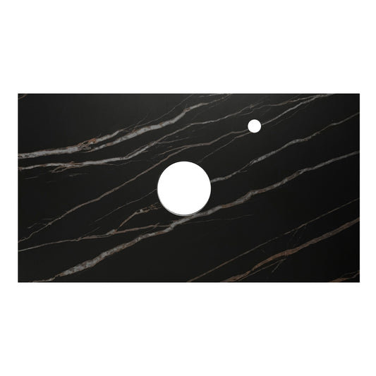 Marlo 600mm Matte Black Wall Hung Vanity with Empire Black Top 2TH