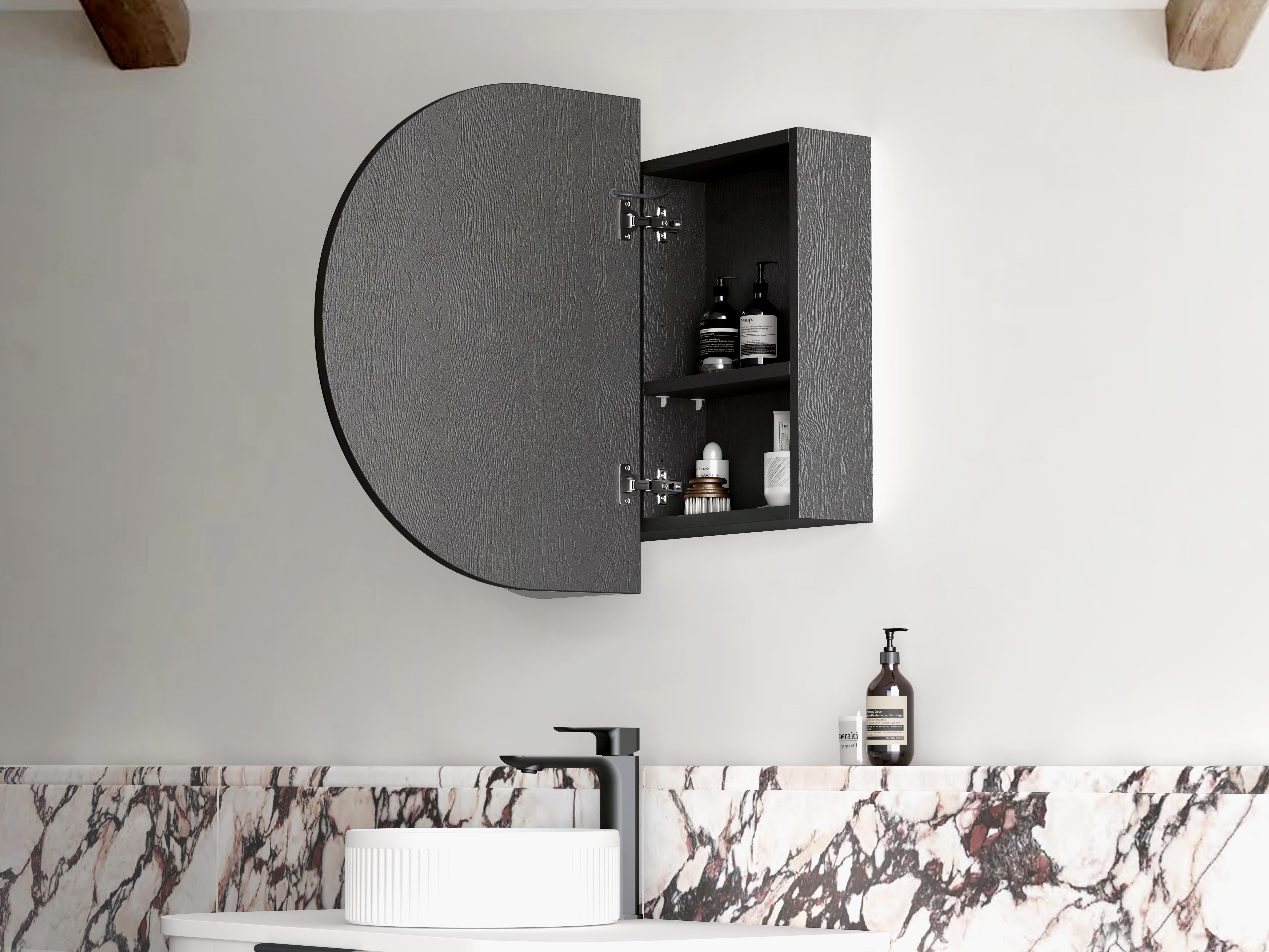 LED BONDI 900x600 Shaving Cabinet Black Oak