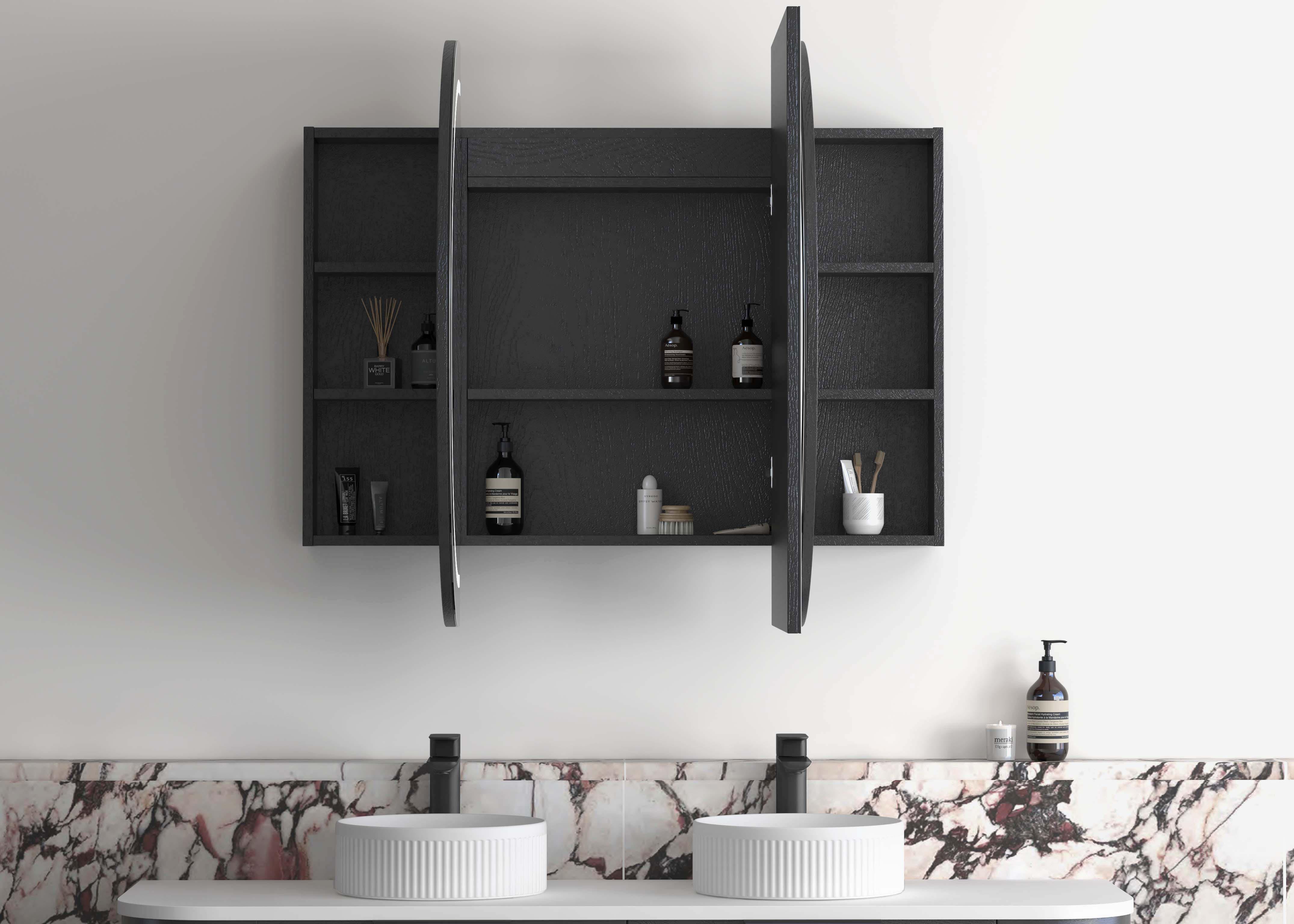 LED BONDI 1500x900 Shaving Cabinet Black Oak