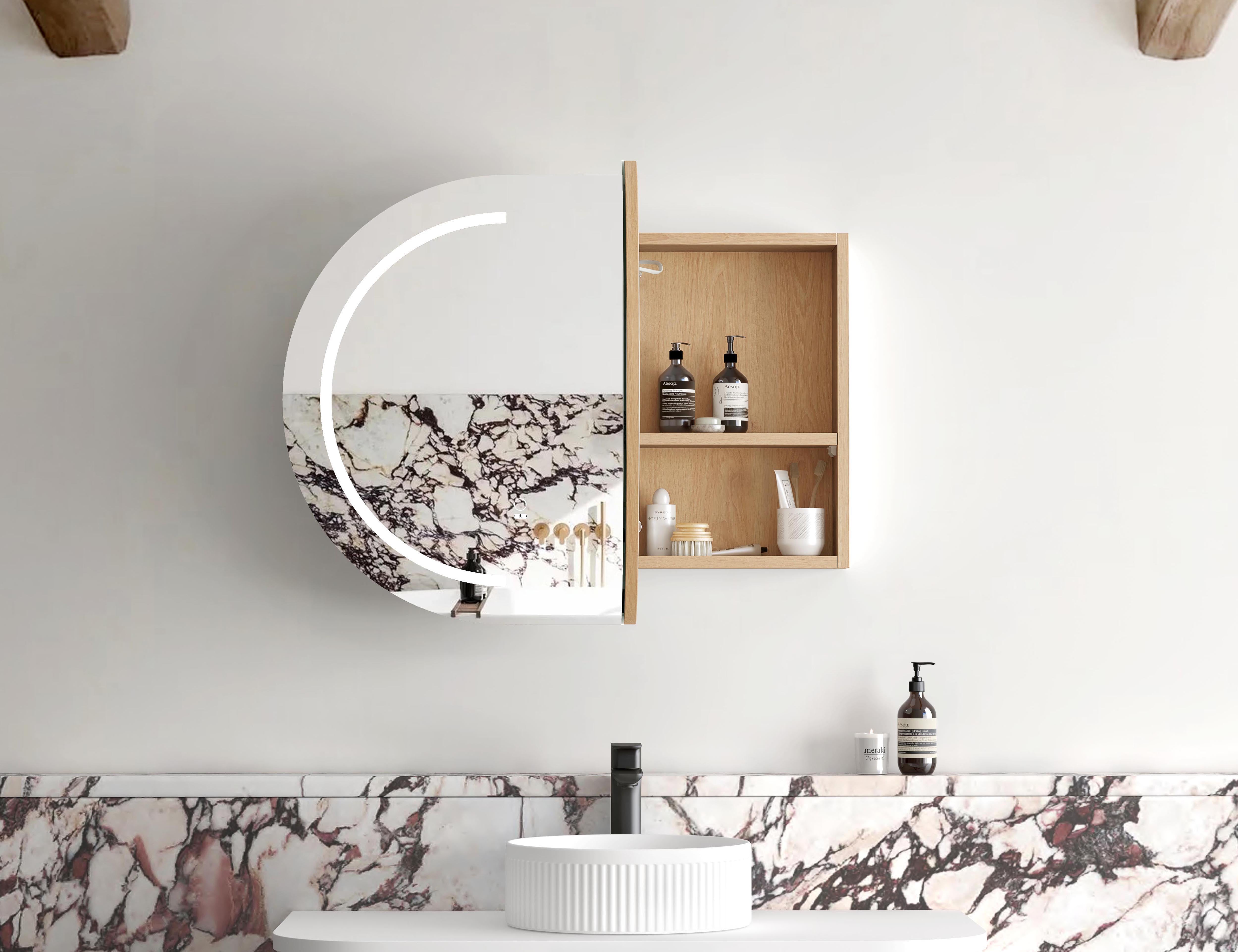 LED BONDI 900x600 Shaving Cabinet Natural Oak
