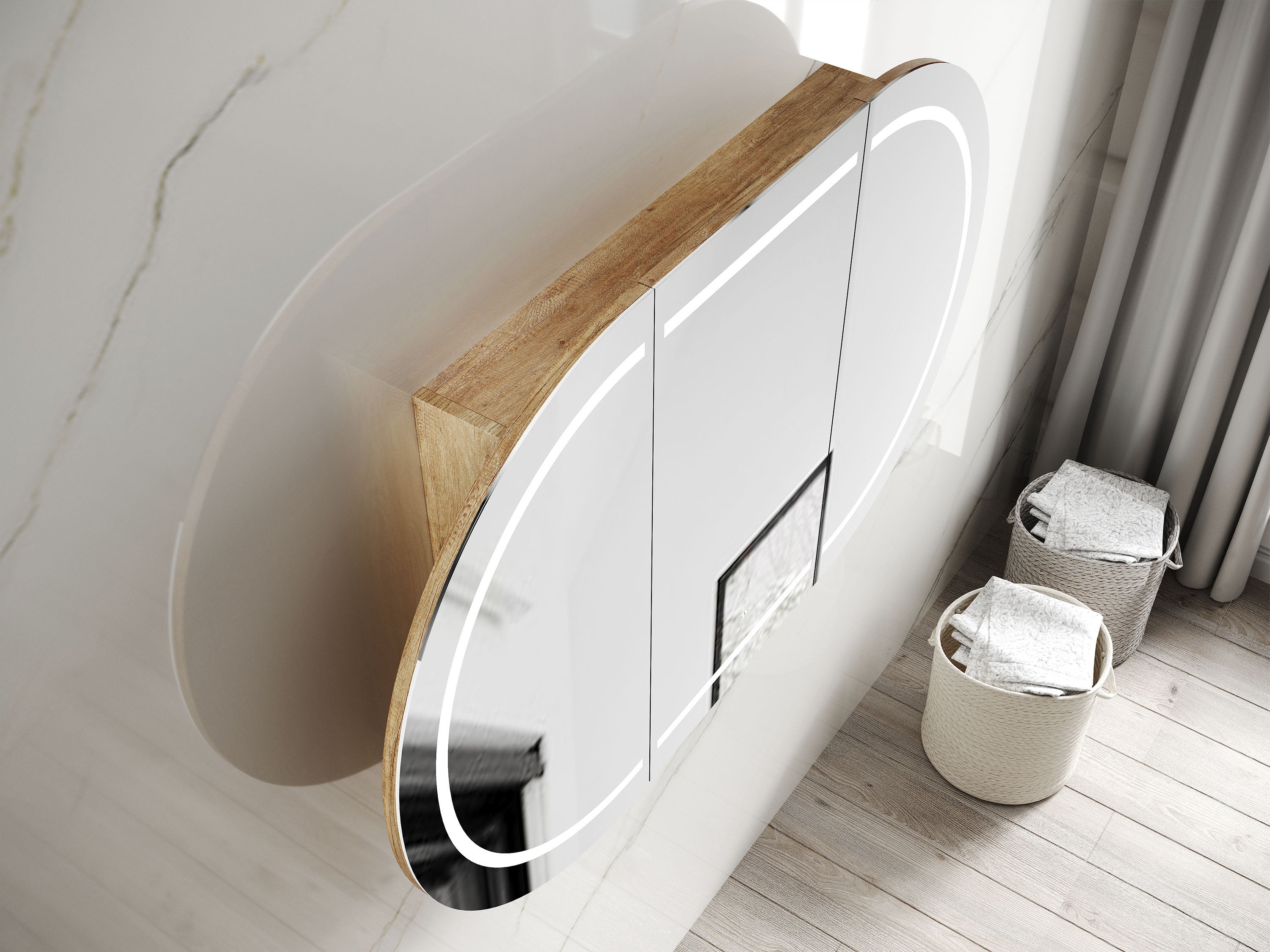 LED BONDI 1800x900 Shaving Cabinet Natural Oak