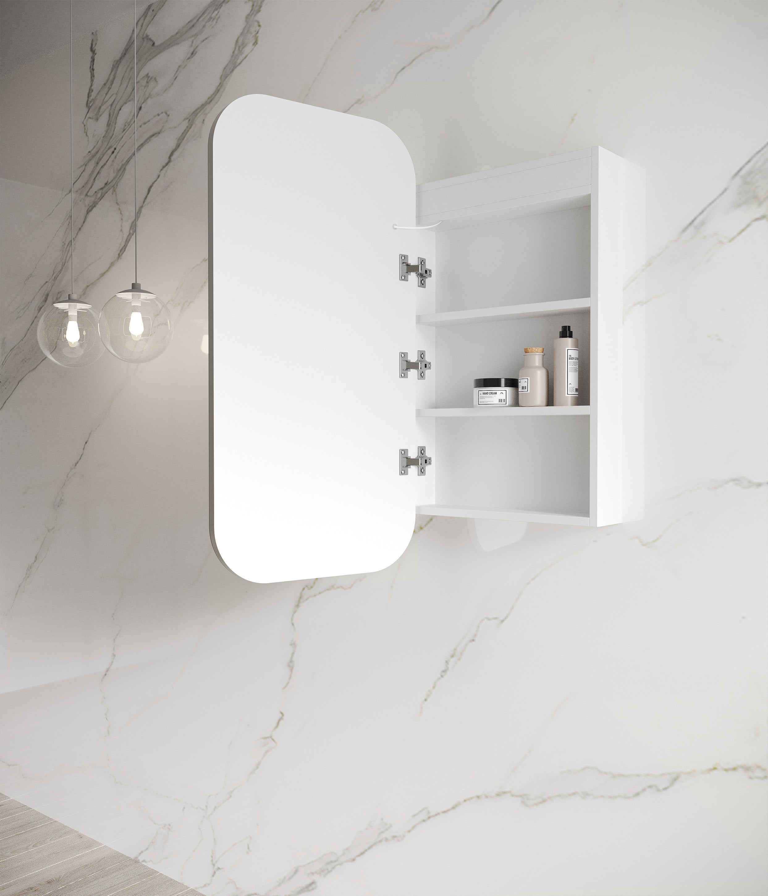 LED Newport Soft square Shaving Cabinet Matte White