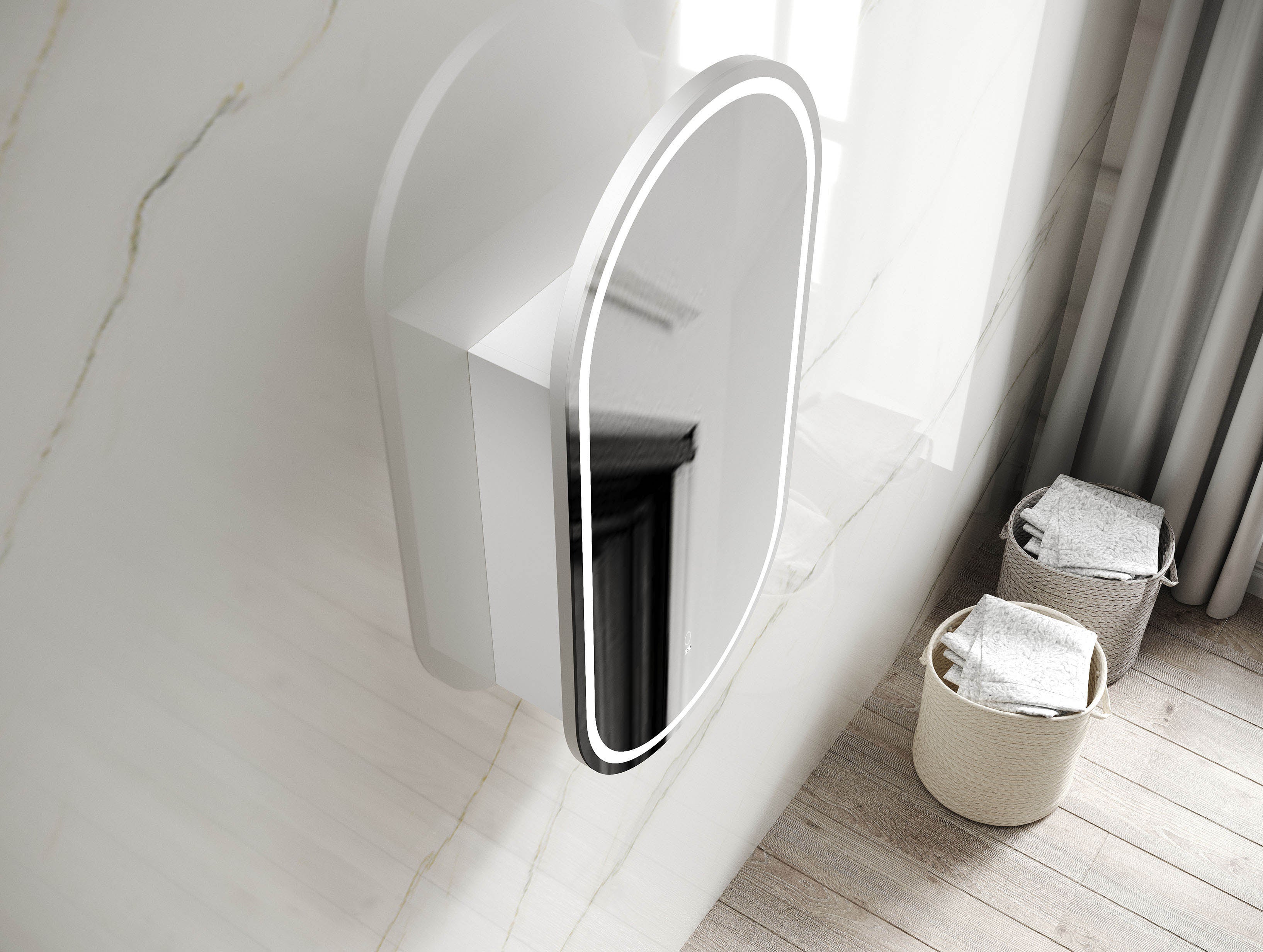 LED Noosa Oval Shape Shaving Cabinet Matte White
