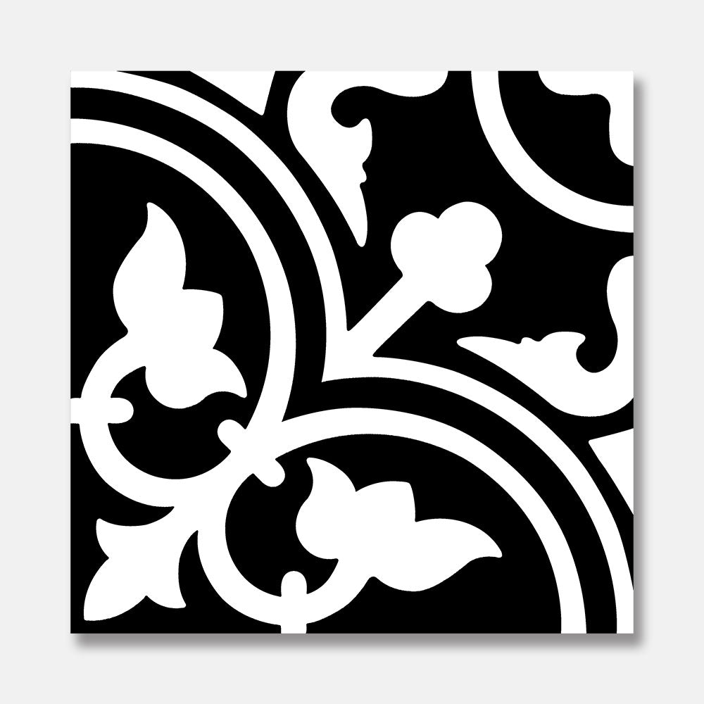 Heirloom Aster Black Patterned Tile