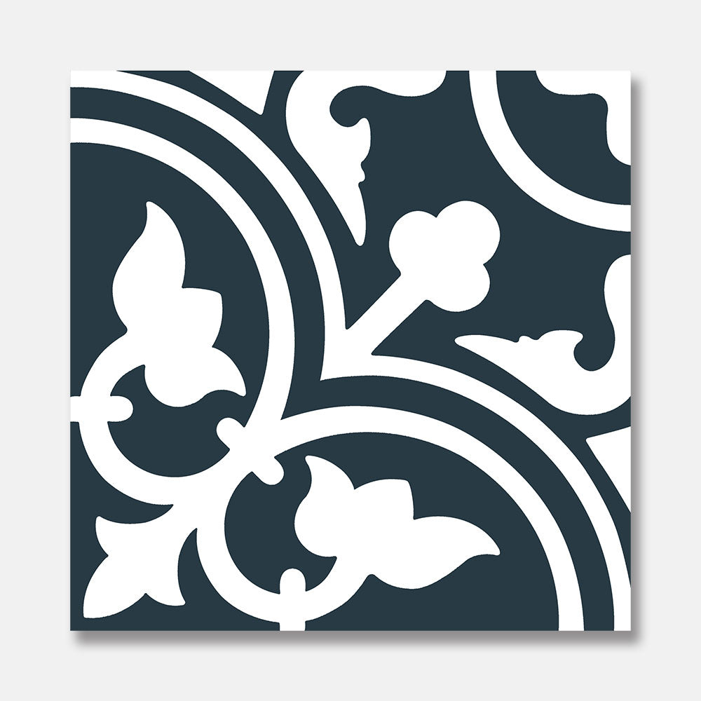 Heirloom Aster Navy Blue Patterned Tile