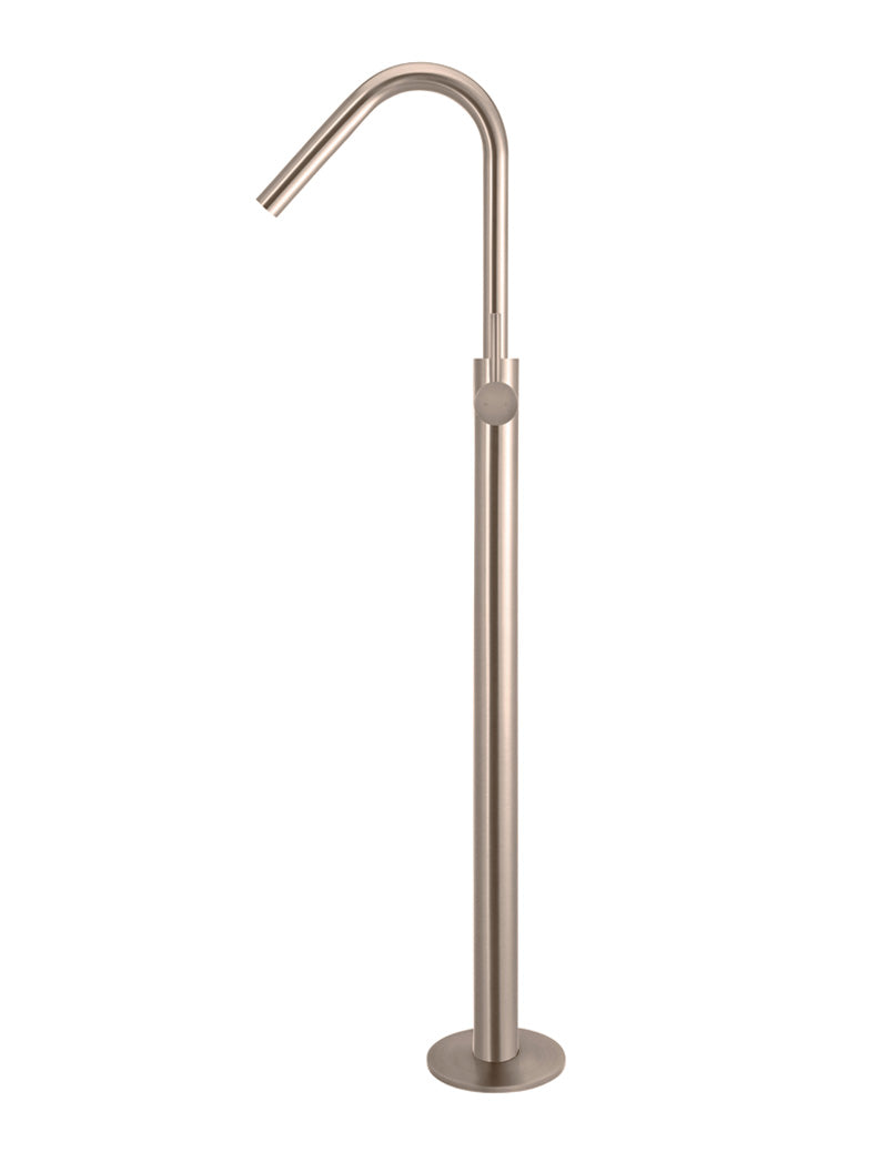 Meir Champagne Round Freestanding Bath Spout and Hand Shower