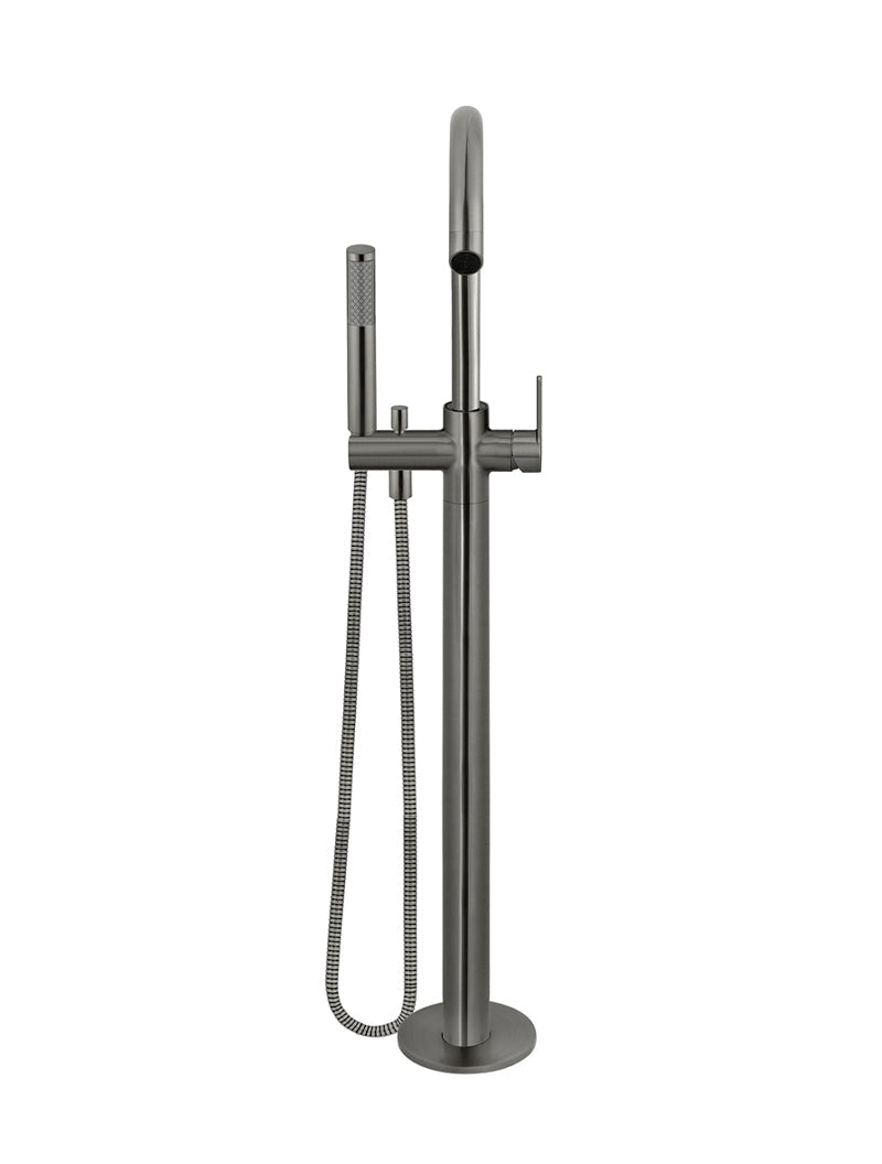 Round Paddle Freestanding Bath Spout and Hand Shower - Shadow