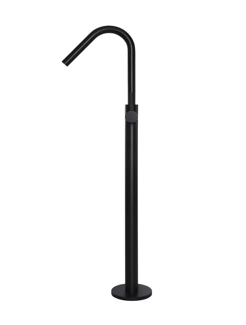 Meir Matte Black Round Freestanding Bath Spout and Hand Shower