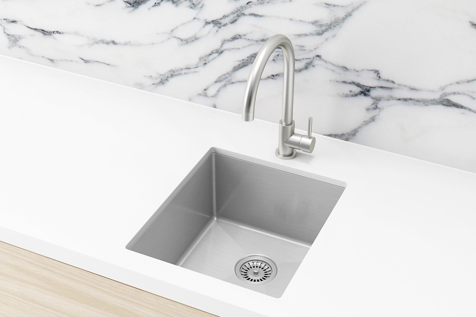 Lavello Kitchen Sink - Single Bowl 380 x 440 - PVD Brushed Nickel