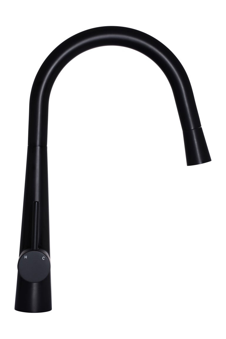 Round Pull Out Kitchen Mixer Tap - Matte Black