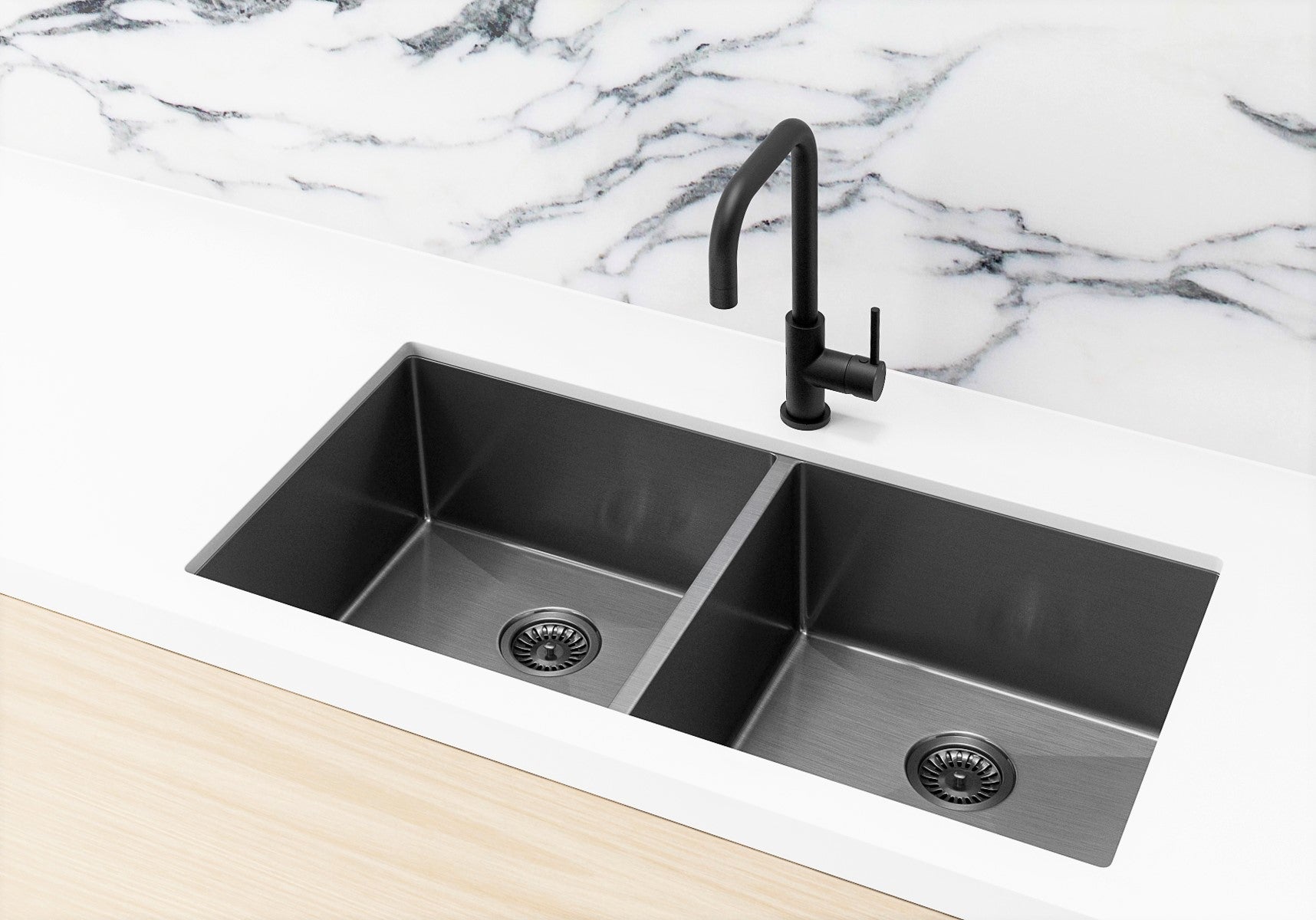 Lavello Kitchen Sink - Double Bowl 860 x 440 - Gunmetal Black