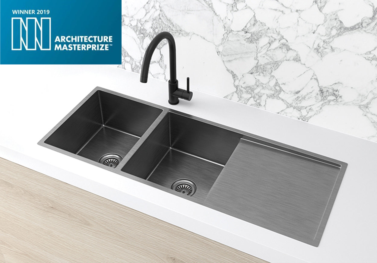 Lavello Kitchen Sink - Double Bowl & Drainboard 1160 x 440 - Gunmetal Black