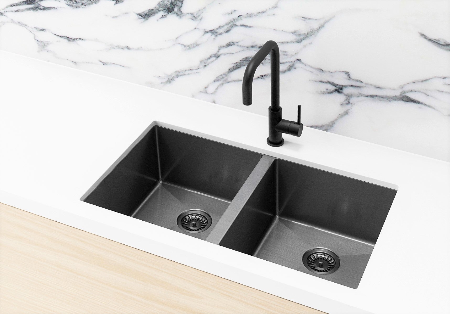Lavello Kitchen Sink - Double Bowl 760 x 440 - Gunmetal Black