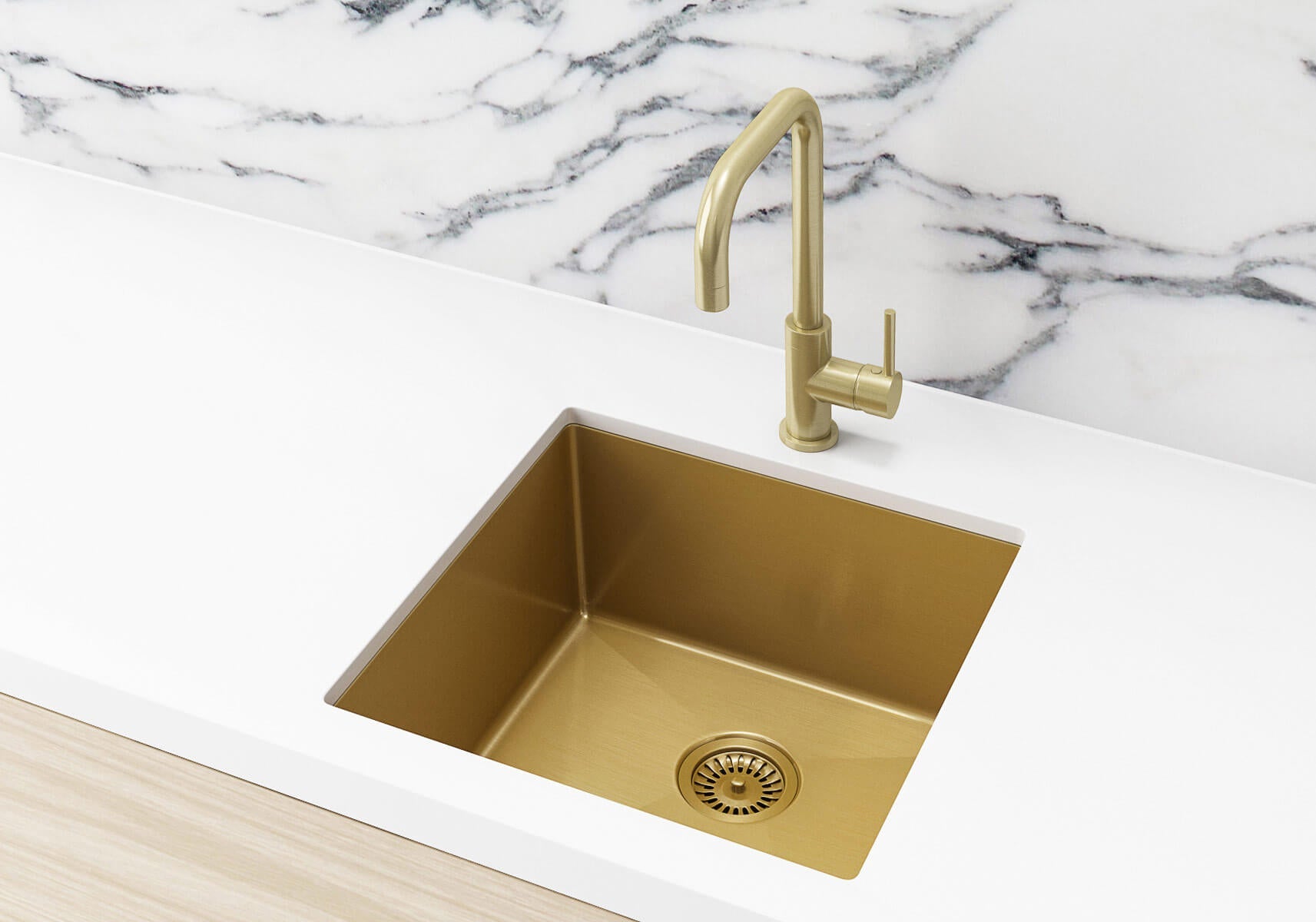Lavello Kitchen Sink - Single Bowl 450 x 450 - Brushed Bronze Gold