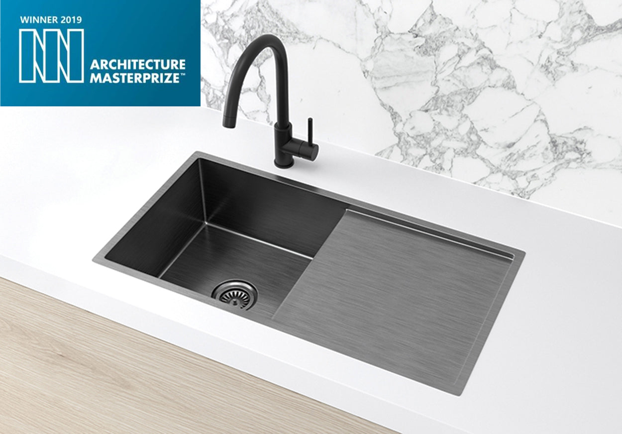Lavello Kitchen Sink - Single Bowl & Drainboard 840 x 440 - Gunmetal Black
