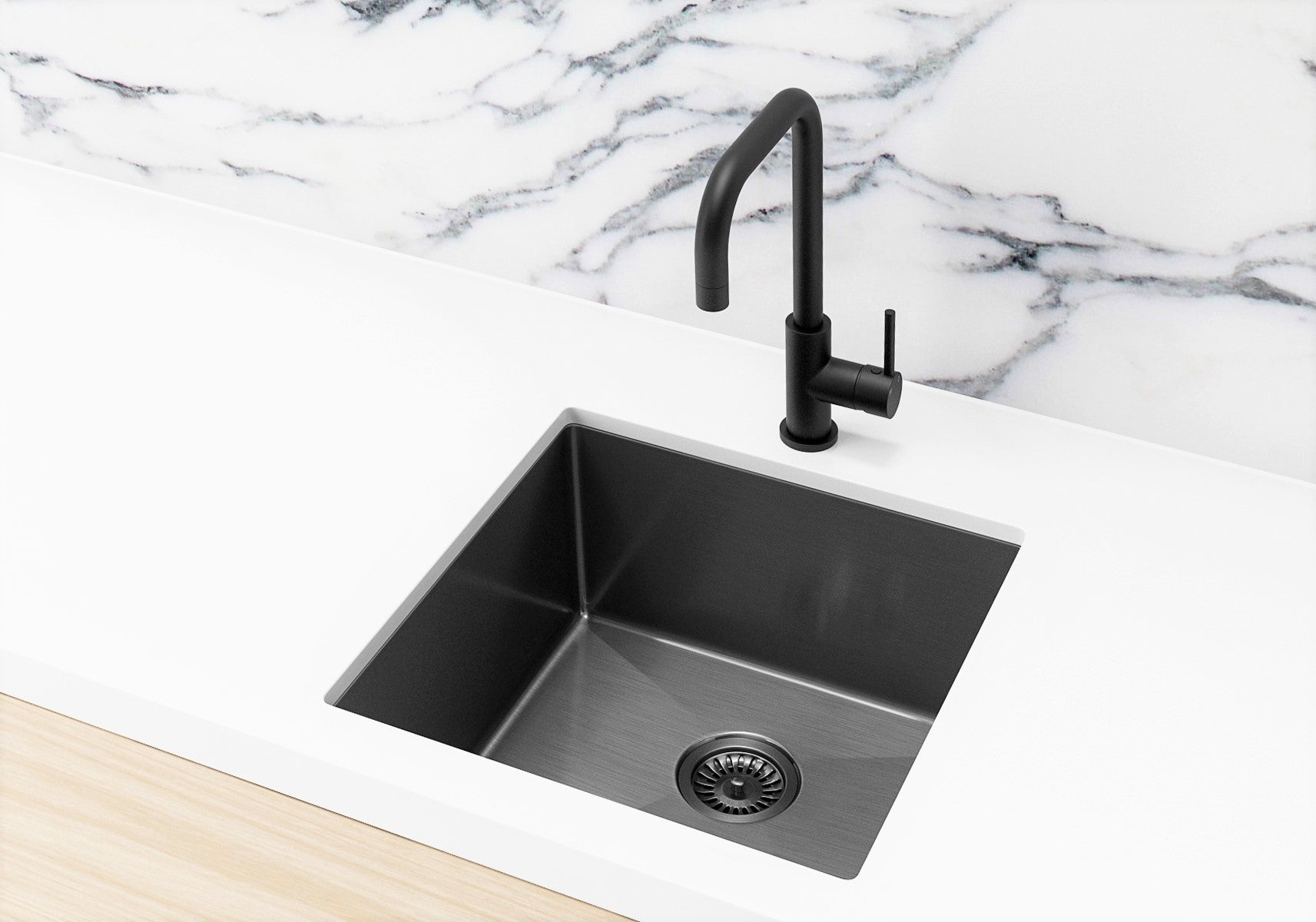 Lavello Kitchen Sink - Single Bowl 450 x 450 - Gunmetal Black