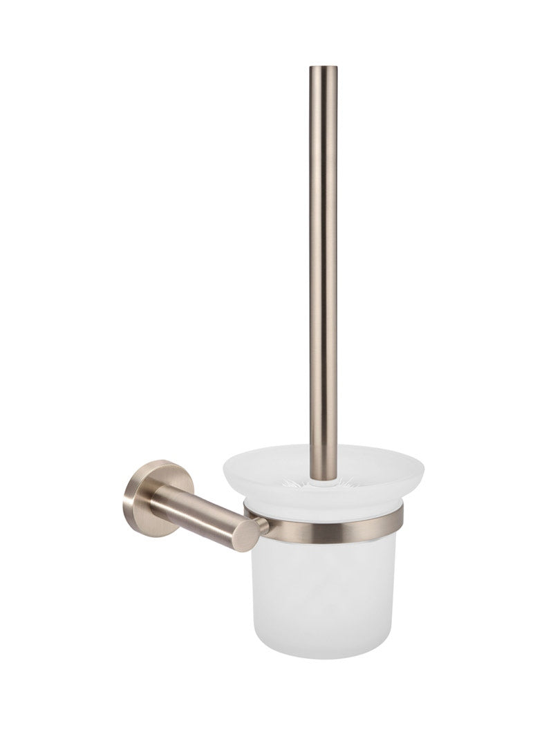 Round Toilet Brush & Holder - Champagne