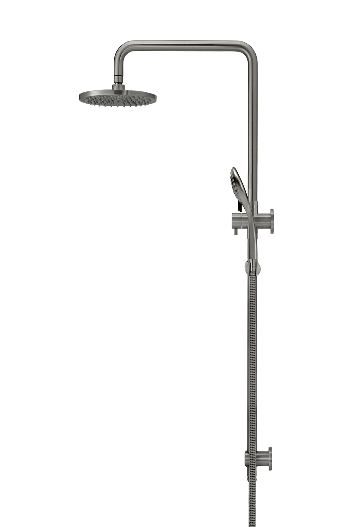 Round Combination Shower Rail 200mm Rose, Three Function Hand Shower - Shadow