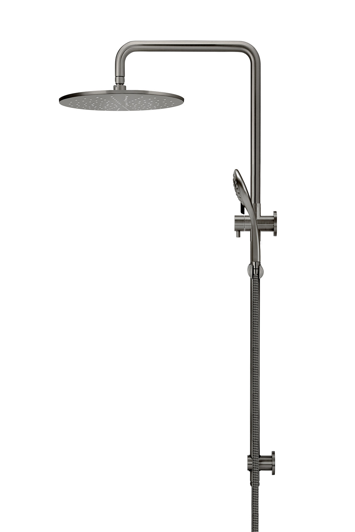 Round Combination Shower Rail 300mm Rose, Three Function Hand Shower - Shadow