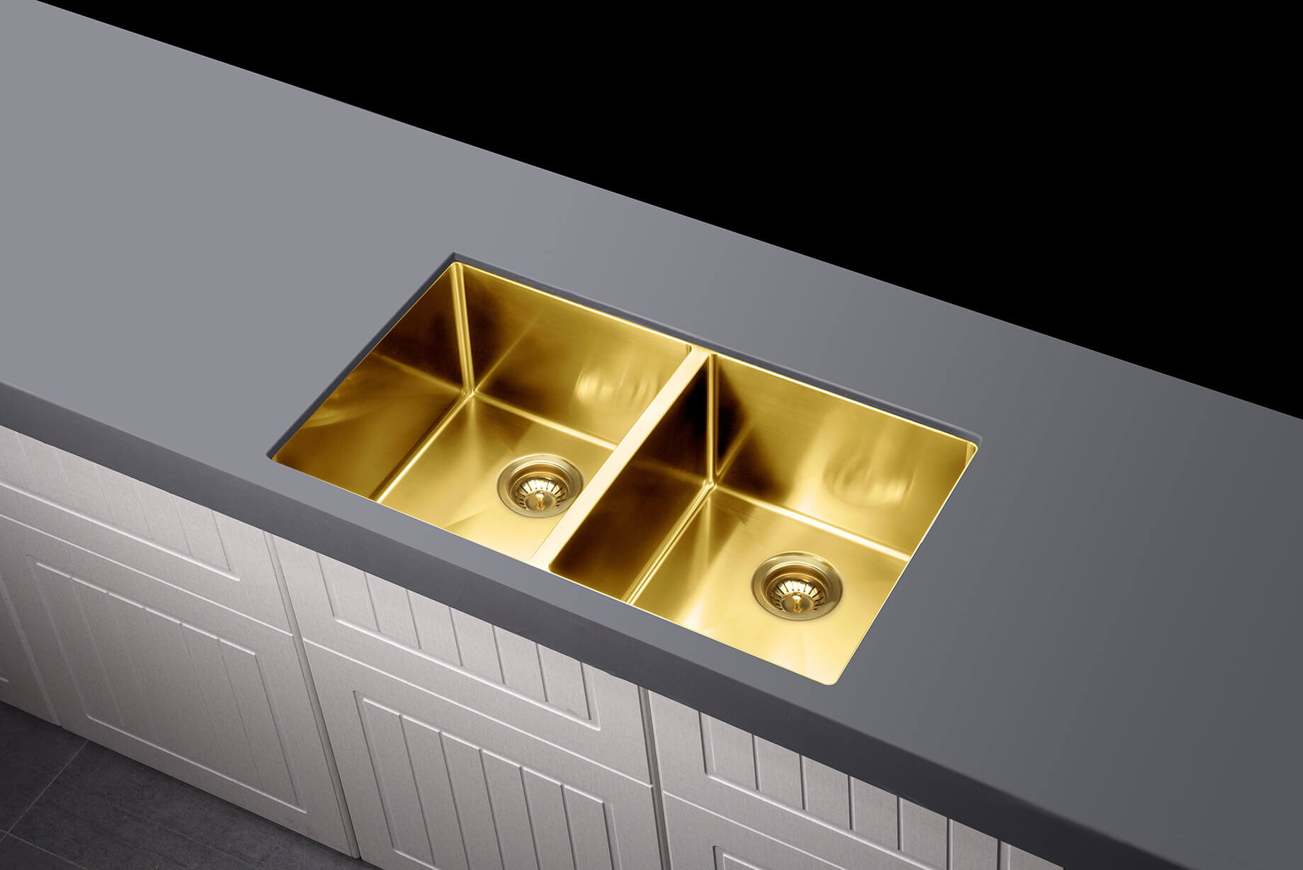 Lavello Kitchen Sink - Double Bowl 760 x 440 - Brushed Bronze Gold