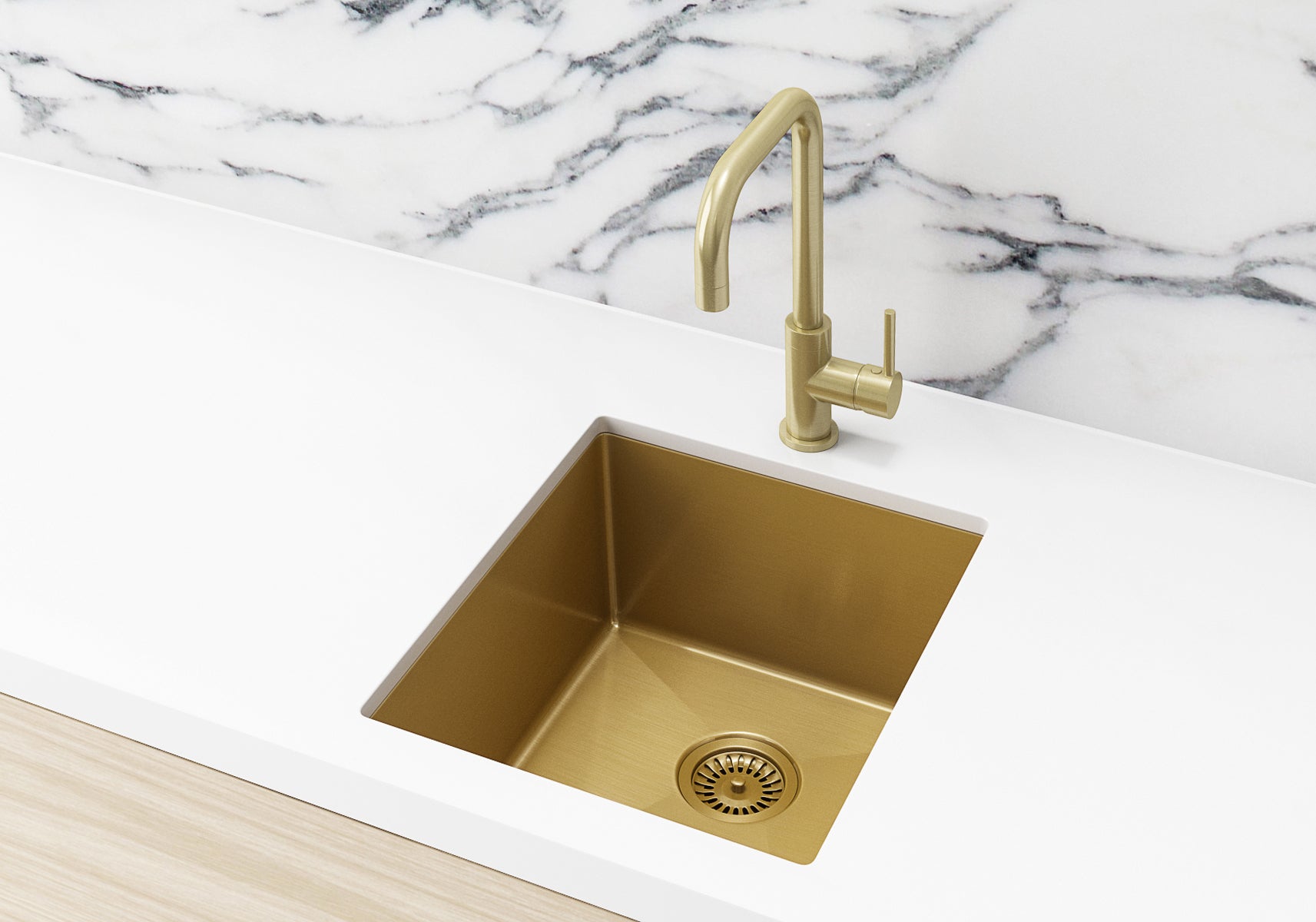 Lavello Kitchen Sink - Single Bowl 380 x 440 - Brushed Bronze Gold