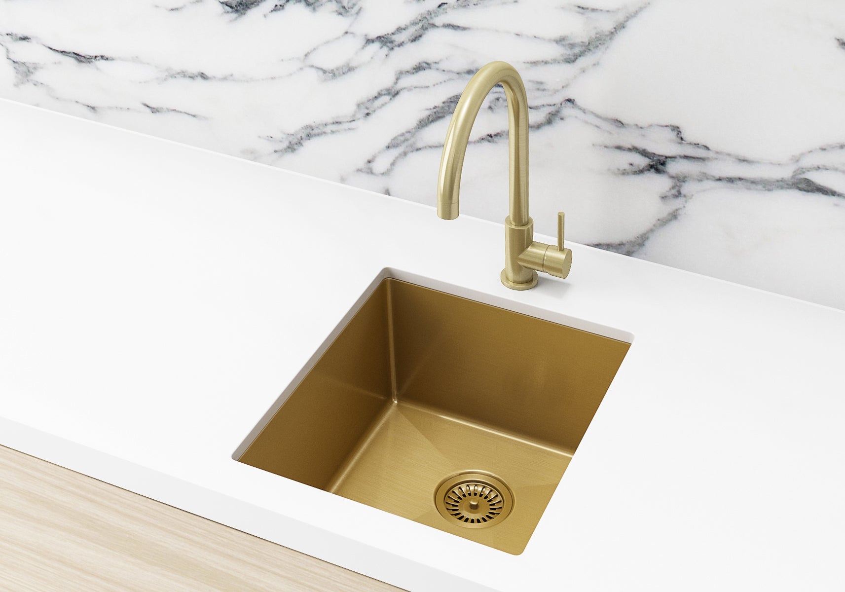 Lavello Kitchen Sink - Single Bowl 380 x 440 - Brushed Bronze Gold