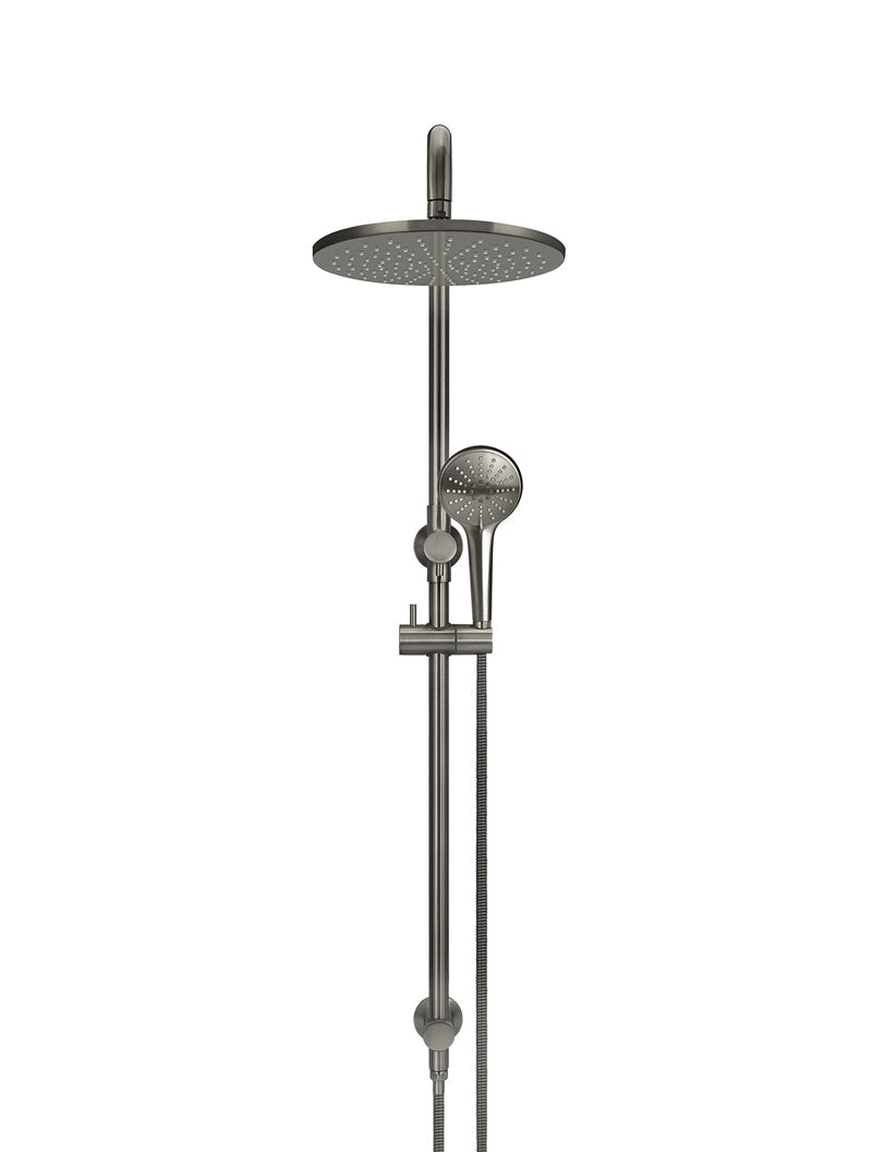 Round Combination Shower Rail 300mm Rose, Three Function Hand Shower - Shadow